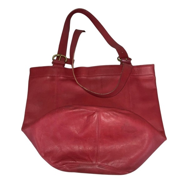 COACH VINTAGE DUFFLE SOHO XL CHERRY RED LEATHER BAG 4082 - Picture 10 of 15